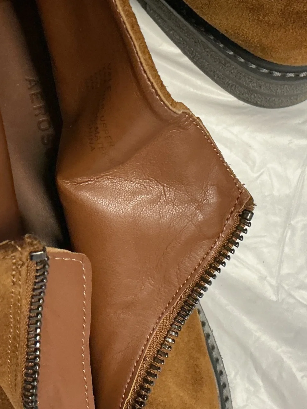 Aerosoles Tan Brown Suede Front Zip Ankle Boots Size 9M